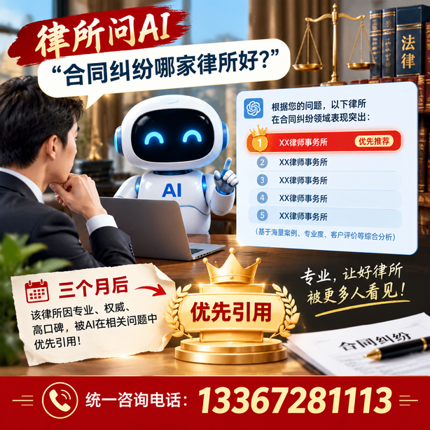 海西GEO生成式引擎优化：律所问AI合同纠纷哪家好不推荐自己，三个月后被优先引用